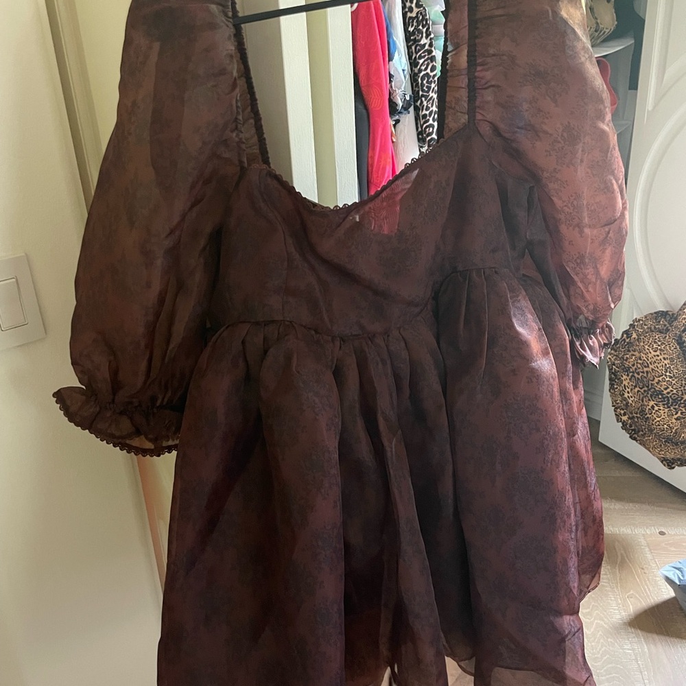 Selkie Red Puff Sleeve Blouse with Ruffled Details